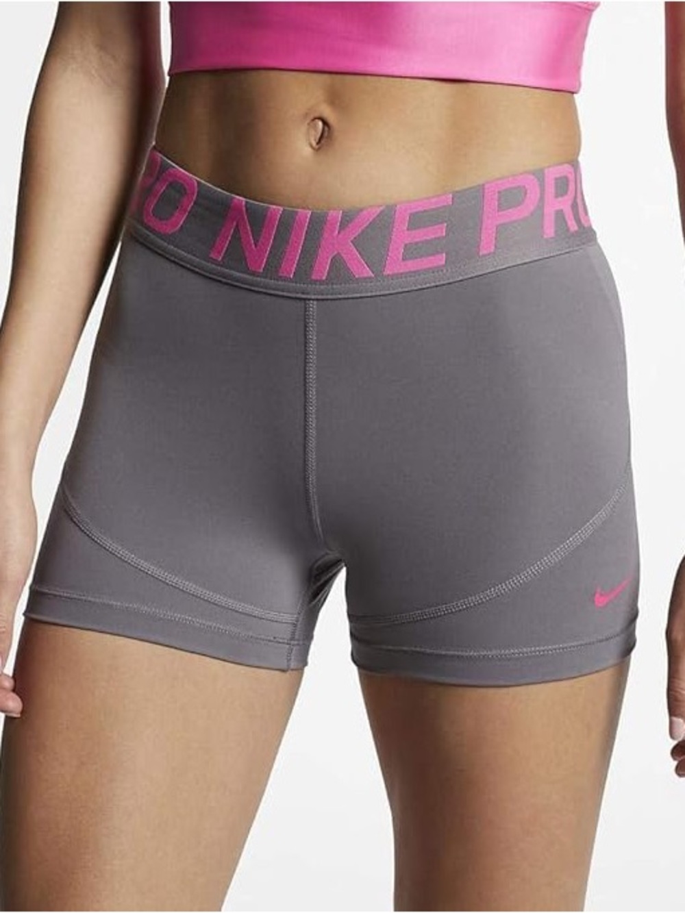 Nike Pro size Large Womens Grey & Pink Compression Shorts